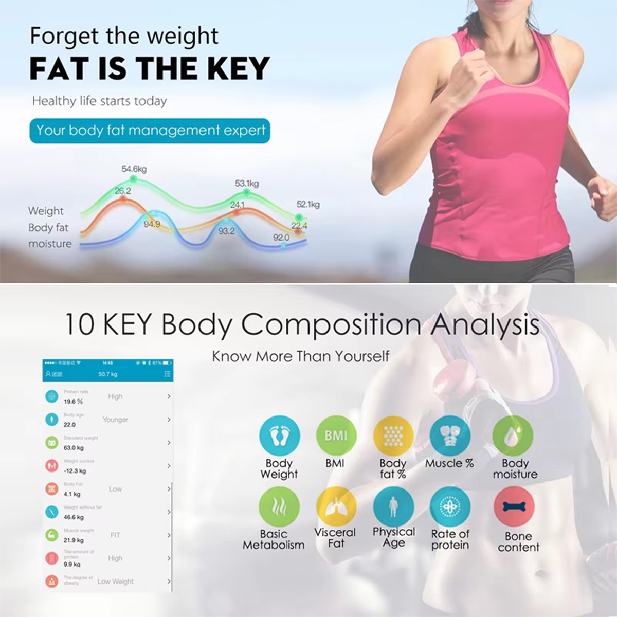 Bluetooth Smart Bathroom Floor Scales Body Weight Digital Body Fat Scale Auto Monitor Body Weight With APP Fitness Health Scale